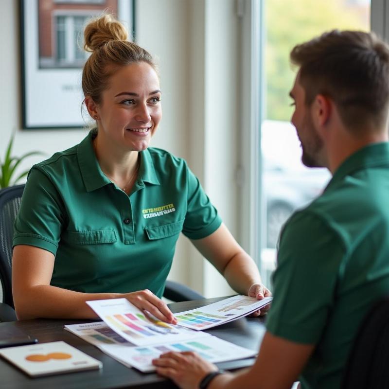 Đội ngũ tư vấn chuyên nghiệp tại Green House hỗ trợ khách hàng chọn lựa sơn Jotun phù hợp