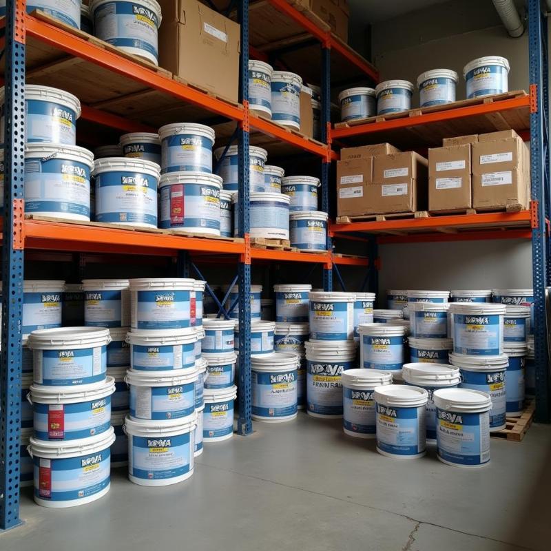 Kho hàng sơn Kova tại đại lý Green House, đảm bảo nguồn cung ổn định, chính hãng với giá chiết khấu cao.