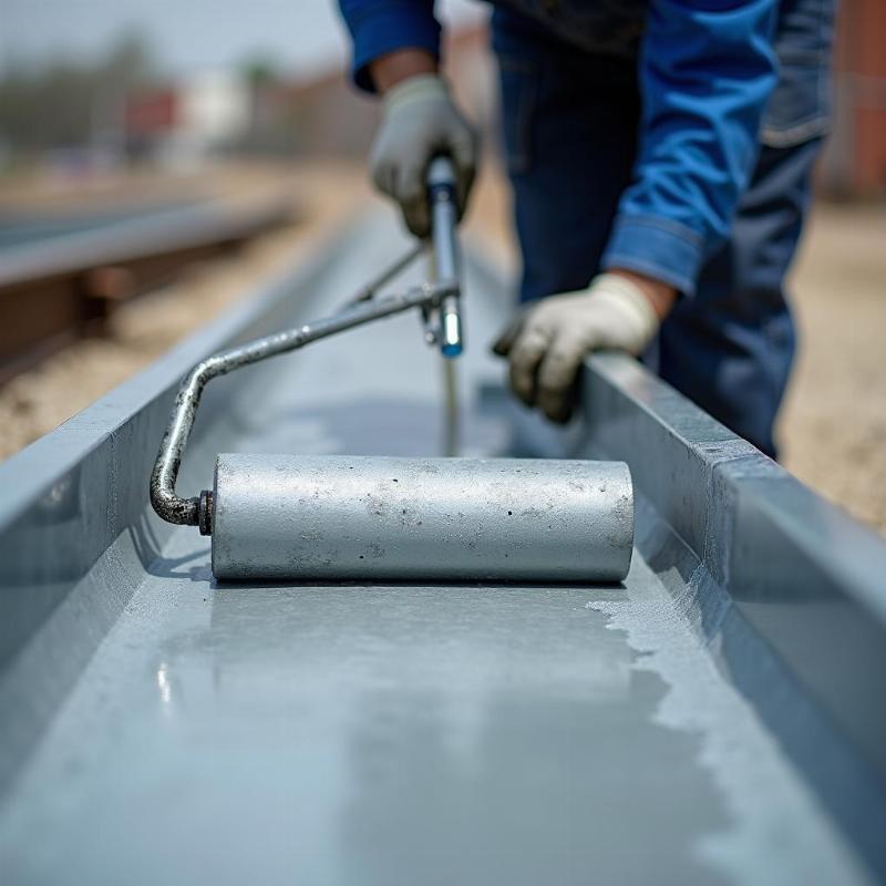 Minh họa thi công sơn mạ kẽm lạnh lên kết cấu thép, bảo vệ chống rỉ sét hiệu quả