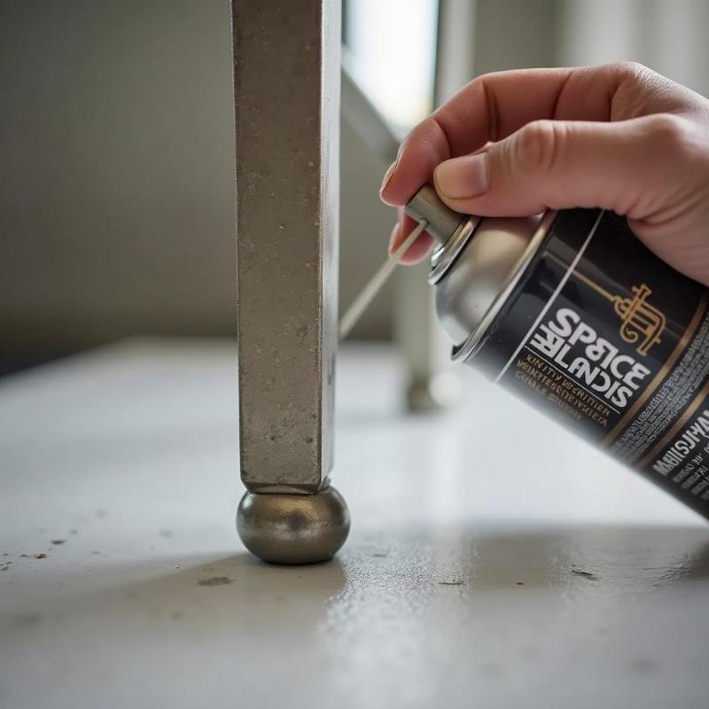 Hình ảnh minh họa sơn samurai ứng dụng trên chi tiết kim loại trang trí nội thất, chân bàn sắt sơn hiệu ứng