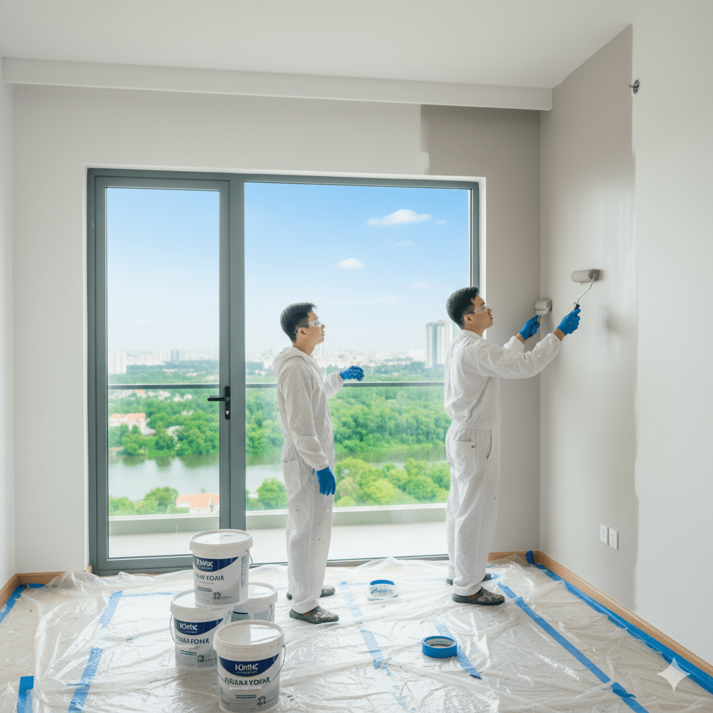 Chuẩn bị cho ngôi nhà mới: Những hạng mục nội thất cần làm sau khi nhận bàn giao Happy One Mori Lái Thiêu 2 Sơn lại tường theo màu sắc cá nhân
